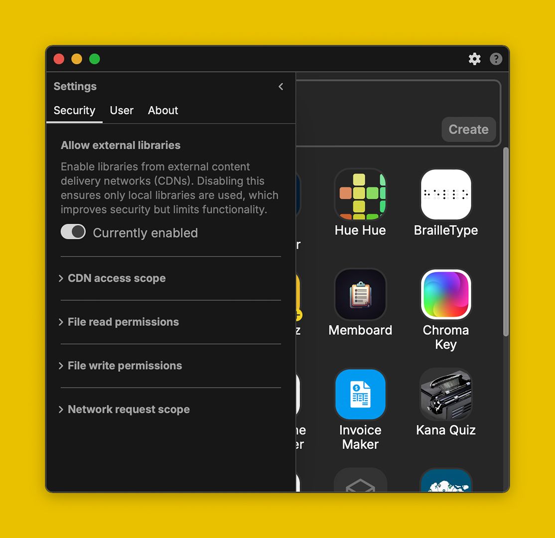 Global security settings